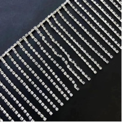 Rhinestone Fringe Trim Sew on Crystal Tassel for Wedding Shoes Clothes Decoration Accessories 3ft 3.1inch
