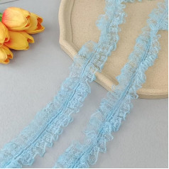 3 Yards 4.5 cm Ruffle Ribbon Lace Trim Lace Border Decorative Ribbon Lace Fabric Lace Trim Ribbons for Sewing DIY Crafts Wedding Decoration Scrapbooking Gift Box, Blue
