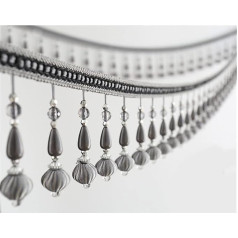 GIVBRO 3M Beaded Fringe Tassel Lace Ribbons Hanging Decorations Sewing Costume Accessories Grey