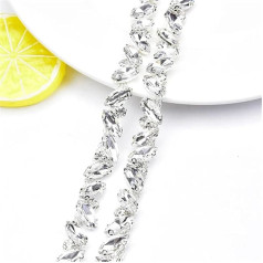Niiyyjj Versilberte Blumenkette, ausgefallene Strass-Nähband, Applikation für Hüte, Kleidung, Dekoration, 1 cm, 3, 50 cm