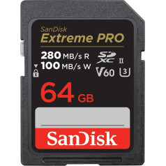 Extreme pro sdxc 64gb 280/100 mb/s v60 uhs-ii karte