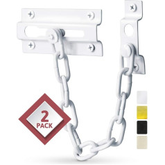 Jack N' Drill Chain Door Guard with Lock - Pack of 2 Chain Lock Door Protector, Sturdy and Rust Resistant Steel Chain Locks for Interior Door and Extra Front Door Lock, 100% Child Safe and Pet Friendly