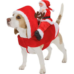 Mfsdai Dog Christmas Costume, Santa Riding Clothing, Dog Costume, Dog Jumper Coat, Christmas Red for Small, Medium, Large Dogs, Cats, M