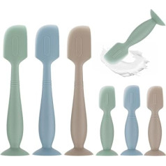 Baby Diaper Spatula, Soft Silicone Diaper Cream Applicator, Butt Paste Spatula, Nappy Cream Brush for Newborn, 3 x Large Size, 3 x Small Size (Green/Khaki/Blue) 6 Pack