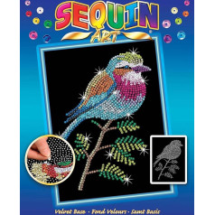 Mammut Spiel & Geschenk 8041806 Sequin Art Sequin Picture Bird Pin Picture Craft Set with Polystyrene Frame, Velvet Picture Template, Sequins, Pins Instructions, for Children from 8 Years, Medium