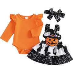 Baby Mädchen Halloween Kleidung Rüschen Langarm Strampler Truthahn Print Overall Rock Kleid Niedliches Neugeborenes Outfit