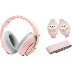 Youha Gehörschutzset - Gehörschutz geeignet für Babys und Kleinkinder (0-4 Jahre) - 2-in-1 Set - Rutsch- und Kinnriemen - Farbe: Pink, new pink, Standard