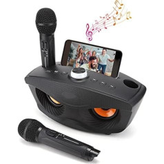 Wireless Karaoke, Home Bluetooth Speaker with Two Microphones, Microphone, Portable Karaoke Speaker for Home Parties, Handheld Bluetooth Microphone, Karaoke Speaker (Black)