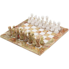 Radicaln Marble Chess Set, 15 Inches, Green Onyx and White, Handmade Travel Chess Game for Outdoor Games for Adults and Families - 1 Chessboard and 32 Chess Pieces - Chessboard Games