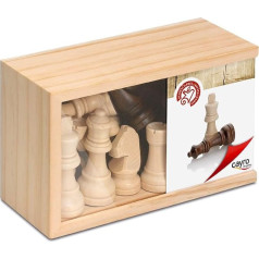 Cayro Chess Pieces - Ages 7+ - Figures and Wooden Box - Classic Board Game Accessories - Children and Adults - 16 Figures - for 2 Players