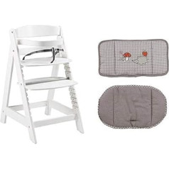 roba Sit Up Click Stair High Chair with Seat Reducer Adam & Owl White Wood