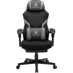 GTPLAYER Gaming Chair with Footrest, Ergonomic Office Chair with Mesh Backrest, Desk Chair, Gaming Chair Made of Fabric for Home and Office (Grey)