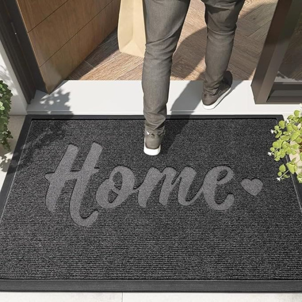 Color G Doormat Outdoor 43.5 x 75 cm, Washable Door Mat Outdoor, Outdoor Floor Mats Front Door Doormat Outdoor Weatherproof, Dirt Trapper Mat Non-Slip for Entrance, Hallway, Garden (Grey)