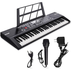 Digital Piano Piano 61 Keys & Notes Music Stand Portable Electronic Keyboard Music Instrument with Speakers and Teaching Modes, Automatic Accompaniment Suitable for Beginners / Adults A3