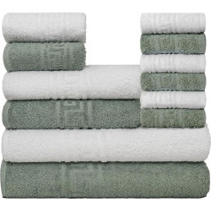 nice homeit 12 Piece Towel Set, 100% Cotton, Soft and Highly Absorbent Towel Set for Bathroom, Face and Bidet in Various Sizes, Made in Italy, White