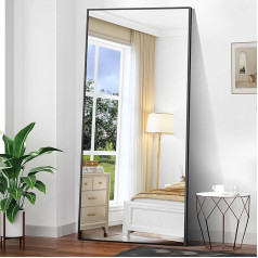 BONEWEI Full Body Mirror 192 x 85 cm, Rectangular Standing Mirror with Black Aluminium Frame, Large Wall Mirror Floor Mirror for Bedroom, Entrance, Hallway, Home Decorations