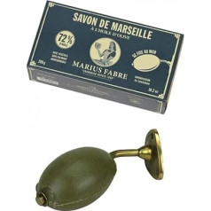 French Brass Soap Dish with Olive Oil Soap Nature. Marius Fabre