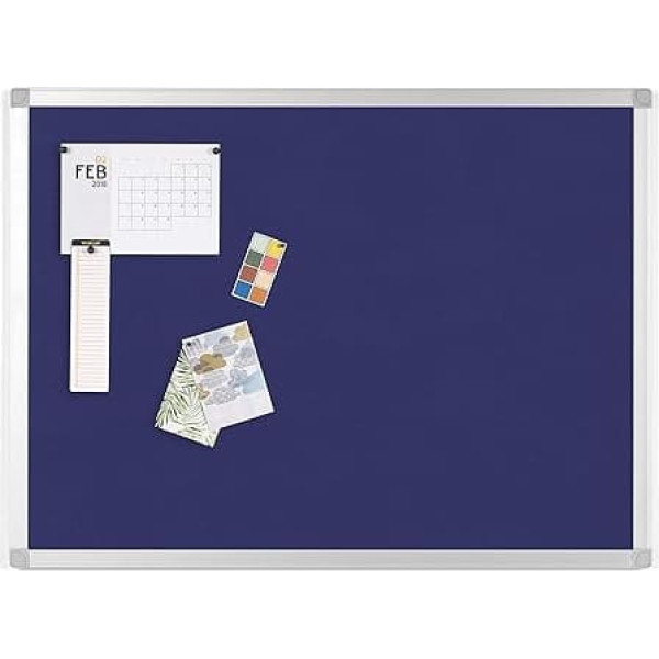 BoardsPlus - Notice Board - 120 x 90 cm - Blue Felt Board with Aluminium Frame