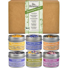 direct&friendly Organic Flower Gift Set of 6 Colourful Organic Petals and Colourful Flower Mix for Cooking and Baking Enthusiasts