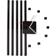 FLEXISTYLE Modern Wall Clock 3D DIY Points Black Living Room Bedroom Modern Large No Ticking Noises 45 x 58 cm
