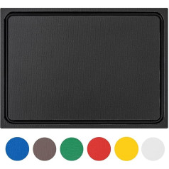 Muvell Sturdy Plastic Chopping Board, Black, 60 x 40 x 2 cm, Dishwasher Safe, Extra Thick, Knife-Friendly, Choice of Colours and Sizes, BBQ & Bar Kitchen Board, Chopping Board with Juice Groove