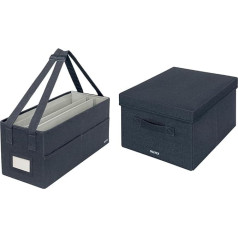 Leitz 61440089 + 64440089 Storage Box with Fabric Lid + Desk Sharing Work Bag, Set of 2 Organiser Boxes for Office, Home, School or Sofa Organiser, Grey, Medium