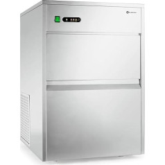 Klarstein Powericer Professional Ice Cube Maker, Ice Maker, LED, Tasteless Lining, Very Quiet, Stainless Steel, 10 kg Storage Compartment, 260 W, 50 kg/24 h, Silver