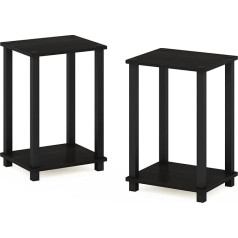 Furinno Simplistic Small Coffee Table, Set of 2, Espresso/Black