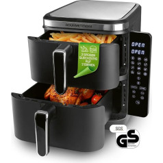 GOURMETmaxx FryUp Vertical Double Chamber Hot Air Fryer, Vertical Airfryer, Foldable Touch Display, 32% Space-saving, Capacity 10 L, Hot Air Fryer 2 Chambers