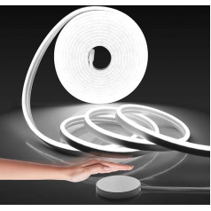 LRGBST 10 m White Dimmable Neon LED Strip, 24 V IP65 Waterproof LED Neon Light Strip with Touch and Hand Sweep Dimmer Switch for Indirect Lighting (White, 10 m)