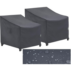 F&J Outdoors Garden Chair Covers, Lounge Chair, Rocking Chair, Adirondack Chair Cover, Waterproof Protective Sofa Cover, Outdoor Covers, Grey, Porch, Patio Furniture, 102 x 102 x 66/91 cm, Pack of 2