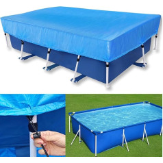 Rectangular Pool Cover 450 x 220 cm Swimming Pool Cover Rectangular Thick and Durable Tarpaulin for Rectangular Frame Pool Windproof