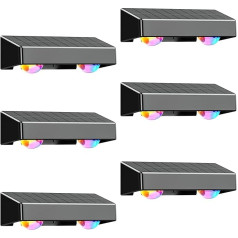 Kerry Solar Lights Outdoor, IP65 Outdoor Fence Lighting, Garden Wall Lighting, Solar Powered Waterproof with 11 Colour Modes, Outdoor Fence Downlights for Patio, Yard, Deck Decoration - Pack of 6