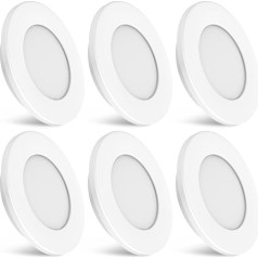 Dream lighting LED Spotlights, 12 V, Dimmable, Flat, Motorhome, Caravan, Recessed Spotlight, White, Housing LED Lamps Indoor, 2 W, IP44, 6000 K, Cool White, Set of 6