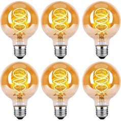 SUYGUAR Edison Vintage Light Bulb Dimmable, E27 Vintage 4 W LED Warm White Flicker-Free Lighting, Retro LED Lamp Decorative Light Bulb in the Home, Café, Bar, Pack of 6