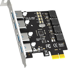 GLOTRENDS U3044 4-Port USB 3.0 5Gbps PCIe Expansion Card for Intel, AMD, and ARM Platform, Compatible with Windows and Linux (Does Not Support Mac OS)