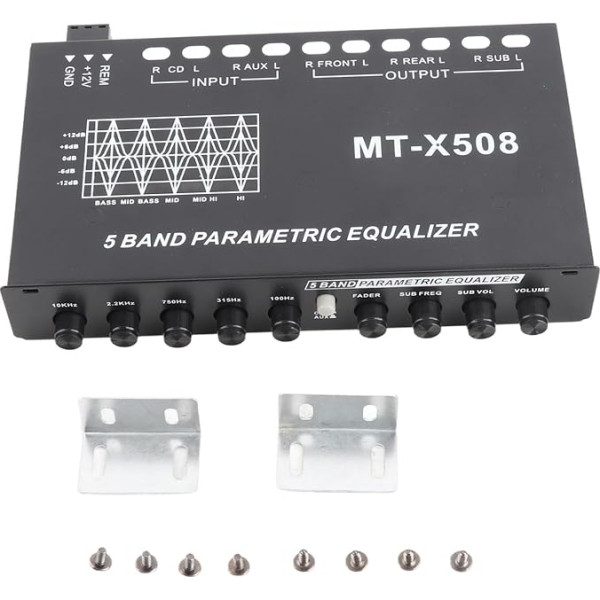 Car Graphics Equalizer, Car Audio Equalizer, Adjustable, 5 Bands, Precise Tuning, EQ Tuning, Crossover Amplifier, Graphics Equalizer
