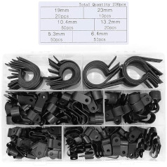 Yuhtech Pack of 200 Hose Attachment P-type Clamps Nylon Cable Clamp Fastener Plastic Wire Clips Cable Cord Clip