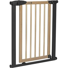 Safety 1st Simply Close Wood and Metal, Baby Safety Gate, Extendable Door Safety Gate, Pressure Attachment, Opening of 73-80 cm, Stair Safety Gate No Drilling, One-Hand Opening, Wood & Graphite