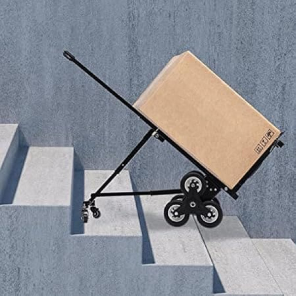 Heavy Duty Folding Sack Truck 150 kg Stair Climber 3-Way Star Wheels Transporter Stair Sack Truck with 2 Spare Tyres Height Adjustable 73-114 cm Stacking Trolley