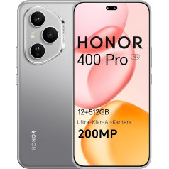 HONOR 400 Pro Smartphone 5G, 512GB/12GB RAM, Simlock-Free Android Mobile Phone without Contract (6.7 Inch Display, 200MP + 50MP + 12MP Triple Rear Camera, Dual SIM, NFC, Android 15), Lunar Grey