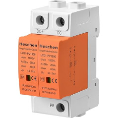 Heschen Surge Protection Device for PV, LYD1-PV1000, 2P 1000VDC 20KA, 35mm DIN Rail Mount (1)