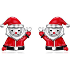 Sterling Silver Christmas Earrings for Women Teens Christmas Tree Santa Claus Hypoallergenic Stud Earrings Christmas Ornaments Gifts