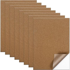 Pack of 8 Thin Self-Adhesive Cork Panels for the Wall, Cork Mat, Cork Wall, Cork Coasters, Cork Wall, for DIY Handmade Floors, Walls, Decorative Coasters, 29.7 x 21 cm