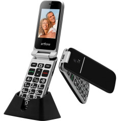 artfone Folding Mobile Phone for Seniors without Contract | 4G LTE Large Buttons Mobile Phone | Mobile Phone SOS Emergency Call Function | Pensioner Mobile Phone with Charging Station | 2.4 Inch