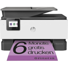 HP OfficeJet Pro 9010e Multifunction Printer, 6 Months Free Printing with HP Instant Ink Included, HP+, Printer, Scanner, Copier, Fax, Wi-Fi, LAN, Duplex, Airprint, Grey/White