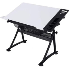 WJFTODAY Art Drawing Table Workbench, Height Adjustable and Tilting Art Table, Drafting Table and Tilting Art Table, PVC Board Drawing Table, Suitable for Work, Study, Painting and Craft Table