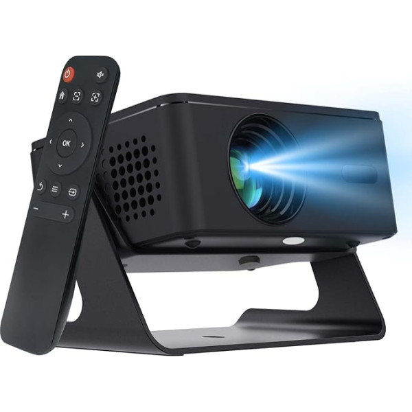 QDDQ Mini Projector 4K Projector Full HD 1080P with WiFi 6 and BT 5.0, Android 13 Portable Projector 180° Rotation with Automatic Trapezoidal Correction for PC/HDMI/USB, with Remote Control, Black