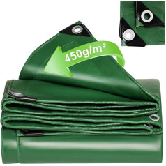 Tarpaulin 450 g/m² Truck Tarpaulin with Eyelets, Reinforced Premium PVC Fabric Tarpaulin, Waterproof, Tear-Resistant and UV-Resistant, for Vehicles, Trailers, Swimming Pool, Construction Work, Roofs