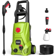 HYCHIKA Electric Pressure Washer, Max 1600 PSI 1500 W Portable Car Washing Machine with Foam Tank, 16.4 ft Hose, Pressure Washer, Ideal for Cars, Fences and Patios